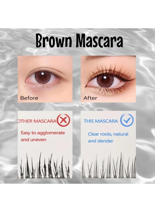 Fankayi Waterproof Brown Volume Mascara,Volumizing & Lengthening,Smudge-Proof,Resists Clumping,Mascara for Natural Volume & Length,Mas/cara for Mature Women,All-Day Wear Eye Makeup,Fibre Tubing(Brown) - Image 4